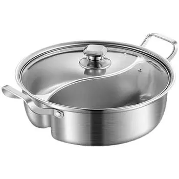316 Нержавеющая сталь 32 см Раздельные кастрюли Фондю Китайский суп Hotpots Индукционная плита Кастрюля для приготовления пищи Двойной Раздельный