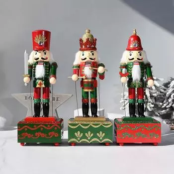 31 см большой Щелкунчик рождественское украшение традиционная деревянная музыкальная шкатулка Щелкунчик для праздничной рождественской вечеринки по случаю дня рождения Ht056