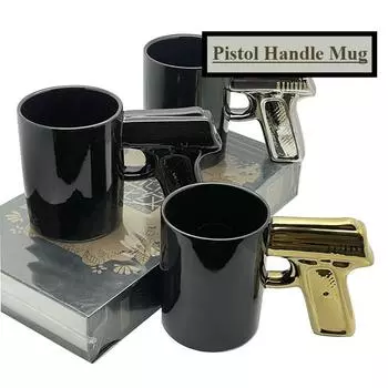 320 мл Креативная кружка Desert Eagle с ручкой для кофе Кружка с 3D тонкой оболочкой и рельефной ручкой Кружки в виде пистолета Кофейные чашки Новинка Забавные подарки 320ML золотой