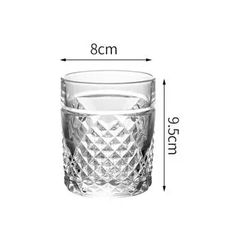 320ml 11oz Diamond Carved Whiskey Glass Transparent Wine Glass Party Cocktail Brandy Cups Water Bottle High End Drinking Glasses 320ml