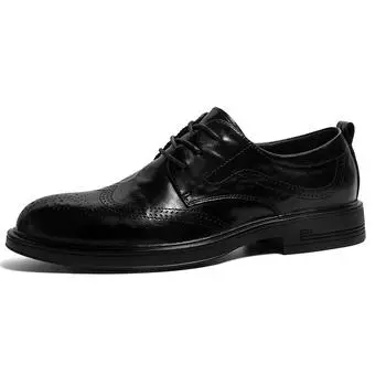 3285 men s shoes spring and summer groom wedding shoes high-end black business dress soft-soled leather shoes men s block shoes 38-Men s size