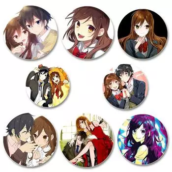 32/44/58 мм Love Anime Horimiya Значки на рюкзаке Аксессуары Miyamura Izumi Hori Kyouko Мультфильм Броши для одежды Сумка Декор Подарки Булавки 32mm