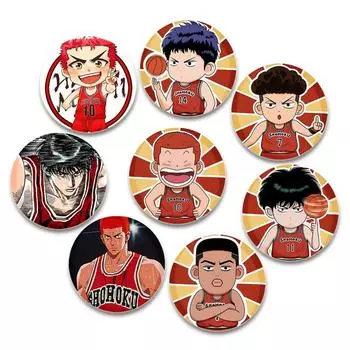 32/44/58 мм Slam Dunk Аниме Эмаль Значок для Рюкзака Одежда Sakuragi Hanamichi Rukawa Kaede Значки Мультяшные Броши Модные Аксессуары 32mm