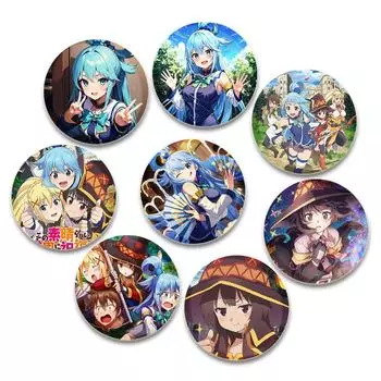 32/44/58 мм аниме KonoSuba значки Megumin Aqua значок ручной работы брошь нагрудник для рюкзака одежда аксессуары подарок 32mm