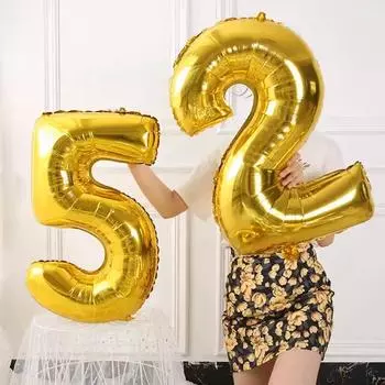 32 inch gold and silver number balloons, birthday party, Valentine s Day wedding, anniversary, New Year party decoration 5&32inch серебряный