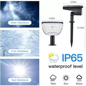 32 LED Solar Landscape Spot Lights Outdoor IP65 Waterproof Solar Powered Wall Light for Garden Yard Patio Driveway Walkway Decor White