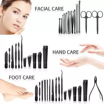 32pcs Manicure Tool Set, Cuticle Nippers And Cutter Kit, Professional Nail Clippers Pedicure Kit, Nail Art Tools, Stainless Stee