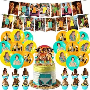 32PCS New Outer Banks Party Decorations Including Banners, Cake Toppers, Balloon