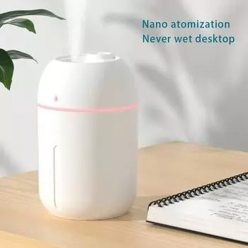 330ML New Design Mini USB Portable Cool Mist Air Humidifier Essential Oil Aroma Diffuser With Led For Car Home Office Yoga белый