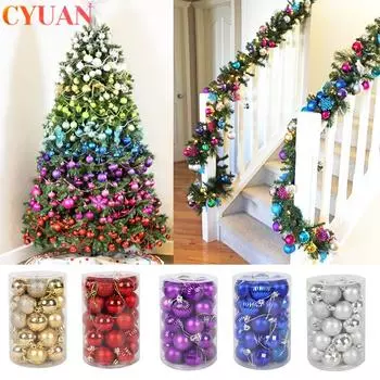 34pcs 4cm Round Christmas Balls Christmas Tree Decoration Noel Natale Kerst Xmas 2024 Home Decor Christmas Tree Ornament 4cm