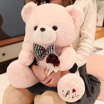 35/45 см Kawaii плюшевый мишка плюшевые куклы любовь подушка галстук-бабочка розовые медведи плюшевые игрушки для свадебного декора подарок для пар девочек