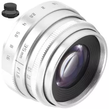 35 мм F1.6 C Mount Большая апертура Ручной фиксированный фокус Портретная камера Объектив АксессуарыСеребристый серебряный