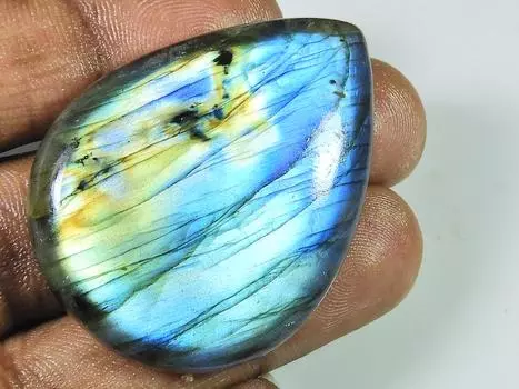 35X46MM AAA Rainbow Labradorite Pear Cabochon Crystal Loose Gemstone 111Cts. SK-1553