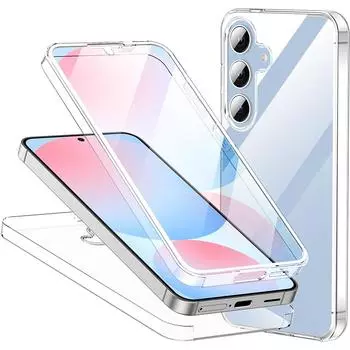 360 3 в 1 чехол для всего тела ультрапрозрачный чехол для Samsung Galaxy S24 S23 S21 FE S22 Plus ультрагибридный жесткий ПК прозрачный чехол силиконовый противоударный чехол For Galaxy S24 FE