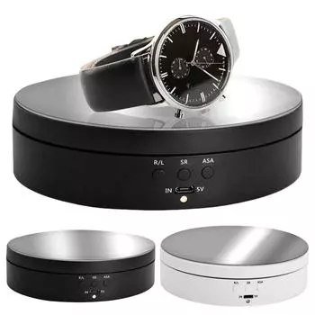 360 Degree Electric Rotating Turntable with Three Adjustable Speeds for Jewelry Watches and 3D Models Display белый