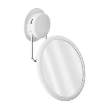 360 Degree Rotation Suction Cup Makeup Mirror Adjustable Waterproof Hanging Round Mirror Reusable Clear Image