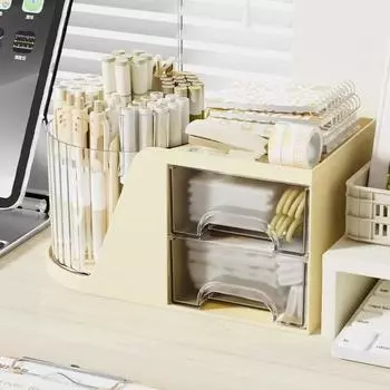 360°Rotating Desktop Makeup Multifunctional Storage Box Detachable Bathroom Rack Transparent Drawer Student Holder Organizer