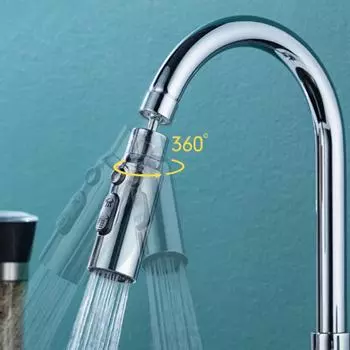 360° Rotating Kitchen Faucet Aerator Bubbler 3 Modes Bathroom Anti-splash Tap Filter Nozzle Sink Washbasin Tap Extender Adapter чёрный