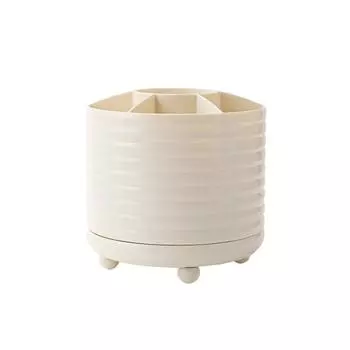 360° Rotating Makeup Brush Holder with 7 Compartments Desktop Cosmetic Organizer School белый