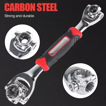 360° Rotation Double End Wrench, 52-in-1 Multi-Purpose Tool Wrench, 8-19mm Torque Socket Wrench, 12-Tooth Socket Wrench серебряный