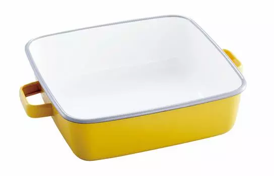 365methods Эмалированная форма для духовки Fuji, желтая и светло-серая, квадратная, 1,8 л, YY-HA.Y