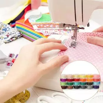 36 Colours High Quality Sewing Thread Boxed Bobbin Set, Suitable for Many Sewing Machines, with Bobbin Case, 36pc 14.5x12.5x2.5cm