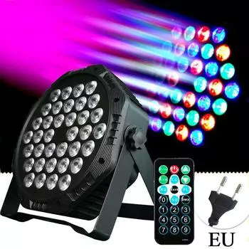 36 светодиодных ламп Par RGB LED для сценической вечеринки, рождественских DJ-светильников, танцевальных студий, пульт дистанционного управления и DMX, активируемая звуком лампа для дискотеки и бара чёрный