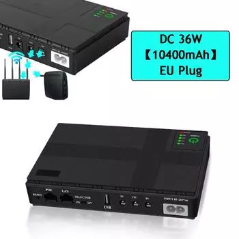 36 Вт DC1036P маршрутизатор 5V9V12V24V DC UPS источник бесперебойного питания 10400 мАч аварийный источник питания для оптического телефона Cat Monitor чёрный