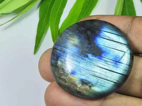 36X36MM многоцветный огненный лабрадорит круглый кабошон россыпью натуральный драгоценный камень 77 карат. СК-4013