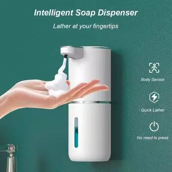 380ml Automatic Soap Dispenser Touchless Foaming Soap Dispenser USB Rechargeable Electric 4 Level Adjustable Foam Soap Dispenser чёрный