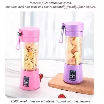 380ml Mini Portable Mixer Milk Shake Cup Mini Fruit Juice Cup Vegetable Juice Machine with USB Charging 6-Blade Mini Juice Mixer розовый