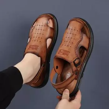 38-44 New Summer Slipper Sandals for Men Luxus Designer Tnis Masculino Casual Water Beach Driving Shoes Outdoor Wear-resisting 38 жёлтый
