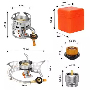 3900W outdoor windproof gas stove camping gas mini burner folding split electronic stove hiking travel self-driving equipment