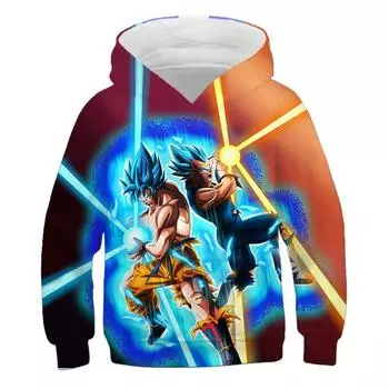 3-12 лет Аниме-топ с длинным рукавом для девочек и мальчиков с рисунком Dragon Ball Z, осенняя детская толстовка с капюшоном, мягкая весенняя детская одежда 100cm
