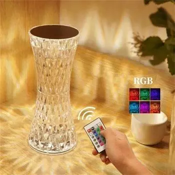3/16 цветов светодиодная хрустальная настольная лампа с небольшой поясной проектор сенсорный романтический алмазный атмосферный светильник USB светодиодный ночник для спальни
