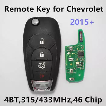 3 + 1 кнопка, 315 МГц/433 МГц, вход без ключа для автомобиля CHEVROLET Aveo Camaro Malibu Cruze Spark Volt Equinox Sonic/315 МГц/433 МГц/ID46/HU100 4 Buttons 315Mhz чёрный
