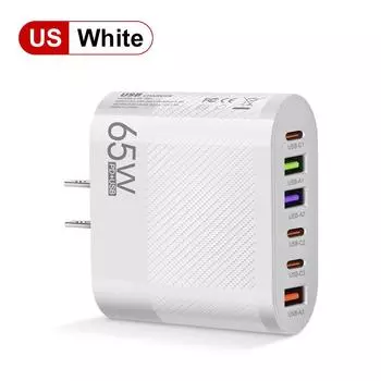 3.1A 6 в 1 3USB 3PD зарядное устройство с вилкой США для быстрой зарядки для Samsung S23 Xiaomi мобильный телефон адаптер для зарядки US Plug White