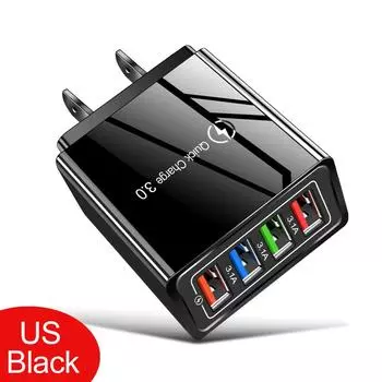 3.1A быстрое зарядное устройство USB Quick Charge 3.0 для телефона адаптер для iPhone 15 Pro Max планшет портативное настенное мобильное зарядное устройство быстрая зарядка All Black US