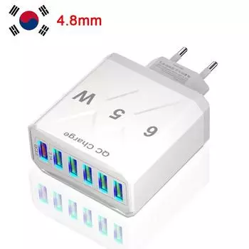 3.1A USB-адаптер для быстрого зарядного устройства для телефона 6 в 1, многофункциональное зарядное устройство для iPhone 13 12 Samsung Xiaomi QC3.0, быстрое зарядное устройство KR Plug White