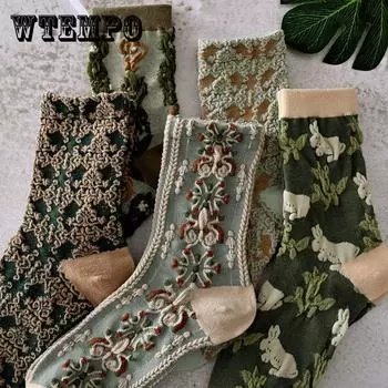 3/4/5/6 шт. новые модные женские носки в стиле Харадзюку, новинка, милые носки с этническим принтом Kawaii, хлопковые повседневные дышащие забавные носки для девочек 3pcs A