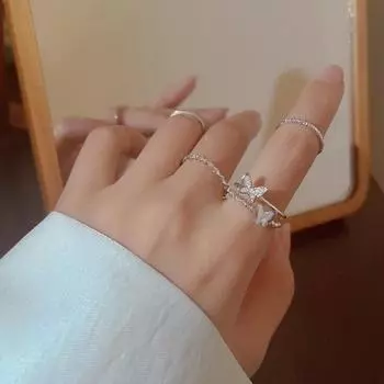 3/4/5 шт. Кольца в стиле панк-бабочки, набор регулируемых колец на указательный палец, ювелирные изделия