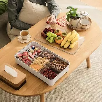 3/4 Compartment Food Storage Tray Dried Fruit Snack Plate Appetizer Serving Platter for Party Candy Pastry Nuts Dish Fruit Plate