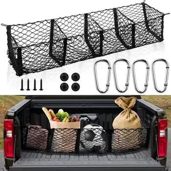 3/4 Pocket Car Trunk Luggage Net Storage Truck Accessories Bed Grocery Holder for Tesla Cybertruck 2024