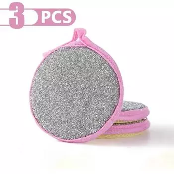 3/5/10PCS Double-sided Kitchen Dishwashing Sponge Reusable Oil-free Dishwashing Cloth pink 3pcs