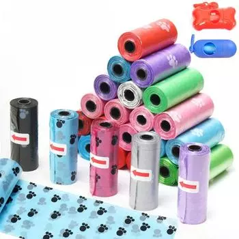 3-5-10Roll Degradable Pet Waste Poop Bags Dog Cat Clean Up Refill Garbage Bag Dog Poop Bag Waste Bags Dispenser Outdoor Clean 3Roll