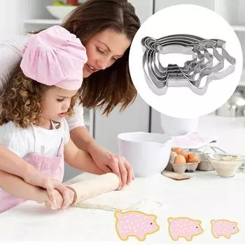 3/5 шт. DIY формочки для печенья формы для печенья формы для печенья формочки для печенья из нержавеющей стали гаджеты для выпечки в форме животных в виде свиней 3pcs