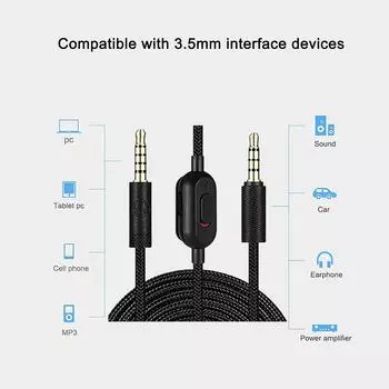 3.5mm Audio Cable for G Pro X G433 G233 Gaming Headset Inline Mute
