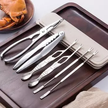 3/6pcs Printed Lobster Crab Cracker Tools Stainless Steel Nut Pliers Seafood Tool Set Shrimp A