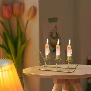 3 Arm Candelabra Candle Holder for Home And Events, Sled Shape Design чёрный