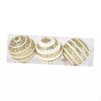 3 Christmas Baubles for Cafe and Restaurant Holiday Displays Gold